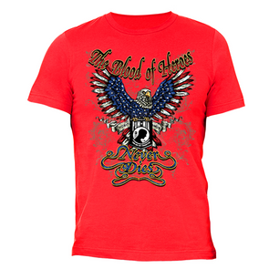 XtraFly Apparel Men's Blood of Heroes Eagle Military Pow Mia Crewneck Short Sleeve T-shirt