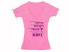 Free Shipping Womens Breast Cancer Awareness Fight Love Cure Pink Support Ribbon Survivor V-neck T-shirt Pink