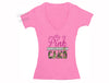 Free Shipping Womens Breast Cancer Awareness Fight Love Cure Pink Support Ribbon Survivor V-neck T-shirt Pink