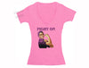 Free Shipping Womens Breast Cancer Awareness Fight Love Cure Pink Support Ribbon Survivor V-neck T-shirt Pink