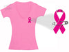 Free Shipping Womens Breast Cancer Awareness Fight Love Cure Pink Support Ribbon Survivor V-neck T-shirt Pink