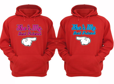 Free Shipping Matching Couples Family BFF She's My Best friend Matching Couple Women Hoodies Red