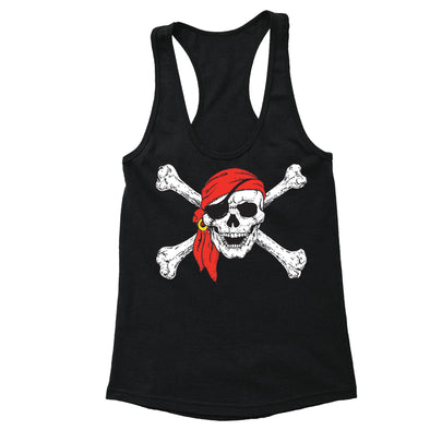 Free Shipping Womens Jolly roger Rodger Skull Cross Bones Racerback Pirate Flag Military Navy USA American Tanktop Black