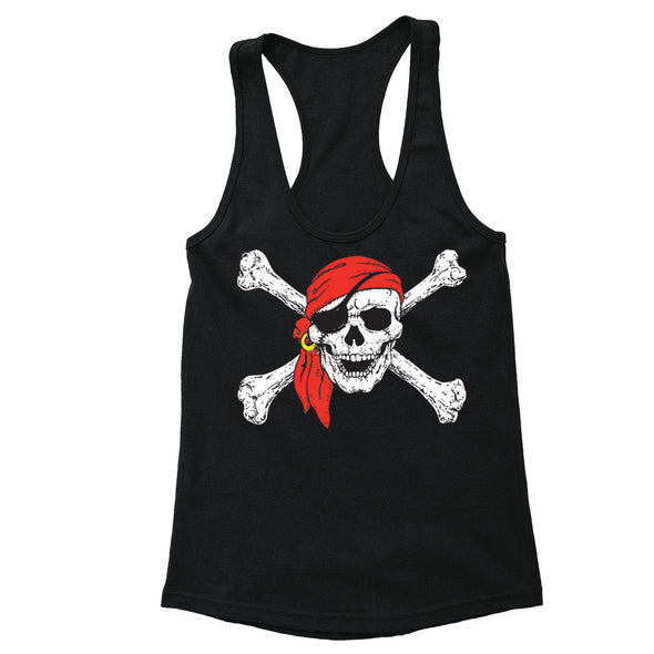 Free Shipping Womens Jolly roger Rodger Skull Cross Bones Racerback Pirate Flag Military Navy USA American Tanktop Black