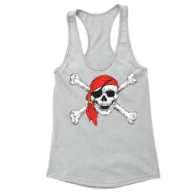 Free Shipping Womens Jolly roger Rodger Skull Cross Bones Racerback Pirate Flag Military Navy USA American Tanktop Gray