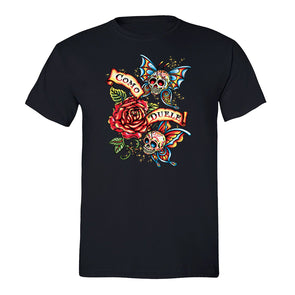 Free Shipping Mens Como Duele Butterfly Sugar Skull Day of the Dead Dia de los Muertos Mexican Heritage Rose Love Halloween T-Shirt Black