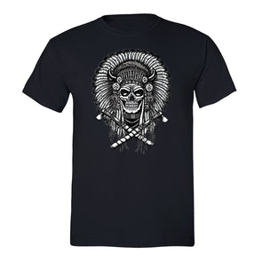 Free Shipping Mens Skull Indian Headress Sugar Skull Day of the Dead Dia De Los Muertos Mexican Heritage Halloween Gothic T-Shirt Black