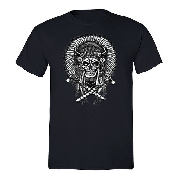 Free Shipping Mens Skull Indian Headress Sugar Skull Day of the Dead Dia De Los Muertos Mexican Heritage Halloween Gothic T-Shirt Black