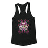 Free Shipping Womens 3 Sugar Skulls Pink Flowers Day of the Dead Dia de los Muertos Mexican Heritage Halloween Roses Racerback Tanktop Black