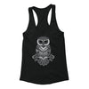 Free Shipping Womens Line Art Owl Day of the Dead Sugar Skull Dia de Los Muertos Animal Lover Mexican Heritage Racerback Tanktop Black