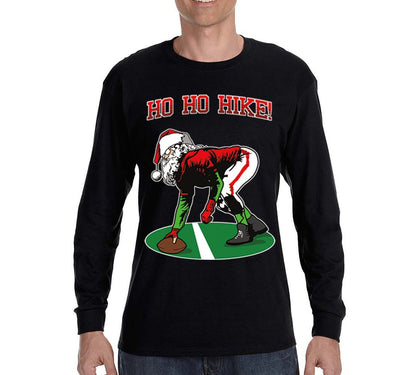 Free Shipping Mens Ho Ho Ho Hike Football Season Sports Christmas Sweater Gift Party Santa Winter Long Sleeve Crewneck T-Shirt