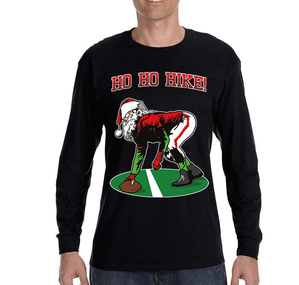 Free Shipping Mens Ho Ho Ho Hike Football Season Sports Christmas Sweater Gift Party Santa Winter Long Sleeve Crewneck T-Shirt