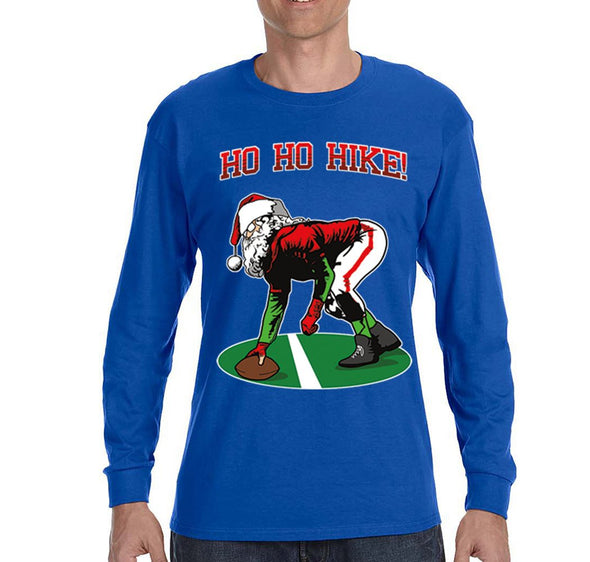 Free Shipping Mens Ho Ho Ho Hike Football Season Sports Christmas Sweater Gift Party Santa Winter Long Sleeve Crewneck T-Shirt