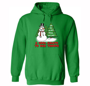 Free Shipping Snowman Salute Our Troops Army Military Christmas Sweater Santa Tree Winter Men Women Hoodie