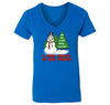 Free Shipping Womens Snowman Salute Our Troops Army Navy Marines Air Force Military Christmas Sweater Santa Tree Winter V-Neck T-Shirt
