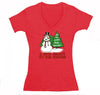 Free Shipping Womens Snowman Salute Our Troops Army Navy Marines Air Force Military Christmas Sweater Santa Tree Winter V-Neck T-Shirt