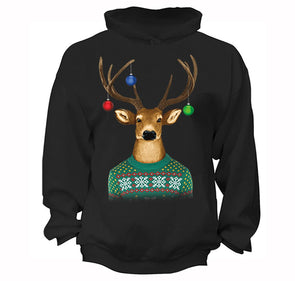 Free Shipping Reindeer Wearing  Sweater Ornaments Ugly Christmas Sweater Winter Santa Holiday Snowman Gift Men Womens Hoodie