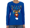 Free Shipping Womens Reindeer Wearing Sweater Moustache Lights Ugly Christmas Sweater Winter Holiday Santa Gift Long Sleeve  T-Shirt