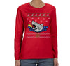 Free Shipping Womens Taco Shark Ugly Christmas Sweater Great White Ocean Nautical Holiday Fishing Diving Boat Funny Gift Long Sleeve T-Shirt