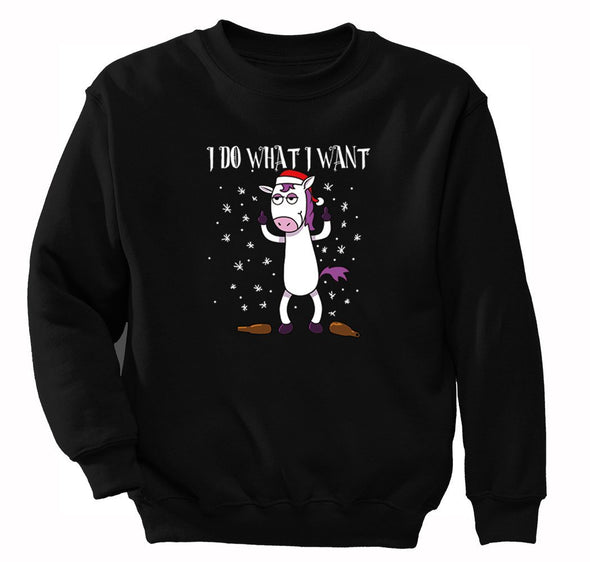 Free Shipping I Do What I Want Unicorn Christmas Sweater Gift Party Santa Funny Holiday Winter Snowman Snow Men Women Crewneck Sweatshirt