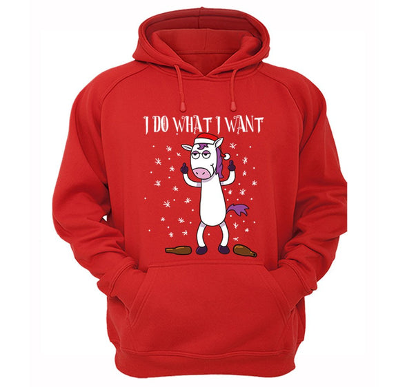 Free Shipping I Do What I Want Unicorn Christmas Sweater Gift Party Santa Funny Holiday Winter Snowman Snowflake Men Women Hoodie