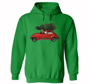 Free Shipping Moose Driving Bug Tree Ugly Christmas Sweater Funny Holiday Party Winter Santa Snowman Gift Elk Men Women Hoodie