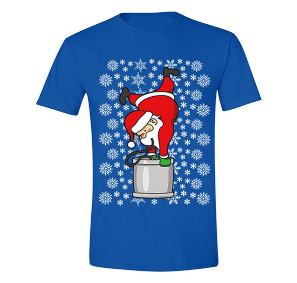 Free Shipping Mens Santa Keg Stand Beer Frat College Funny Fraternity Party Ugly Christmas Sweater Holiday Winter Drinking Crewneck T-Shirt