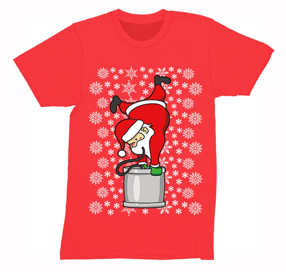 Free Shipping Mens Santa Keg Stand Beer Frat College Funny Fraternity Party Ugly Christmas Sweater Holiday Winter Drinking Crewneck T-Shirt