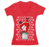 Free Shipping Womens Santa Keg Stand Beer Frat College Funny Fraternity Party Ugly Christmas Sweater Holiday Winter Drinking V-Neck T-Shirt