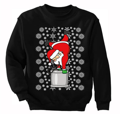 Free Shipping Santa Keg Stand Beer Frat College Funny Fraternity Party Ugly Christmas Sweater Winter Drinking Men Women Crewneck Sweatshirt