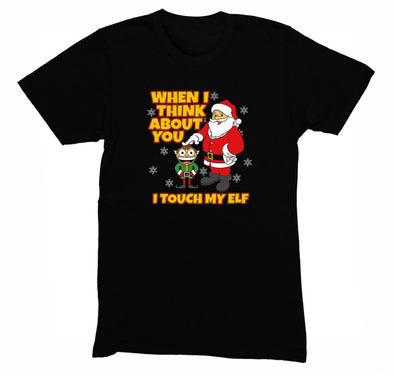 Free Shipping Mens When I Think About You I Touch My Elf Ugly Christmas Sweater Santa Gift Holiday Funny Party Snowflake Crewneck T-Shirt