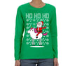 Free Shipping Womens Santa Riding Unicorn Ho Ho Ugly Christmas Sweater Pony Snowflake Winter Funny Animal Gift Holiday Long Sleeve T-Shirt