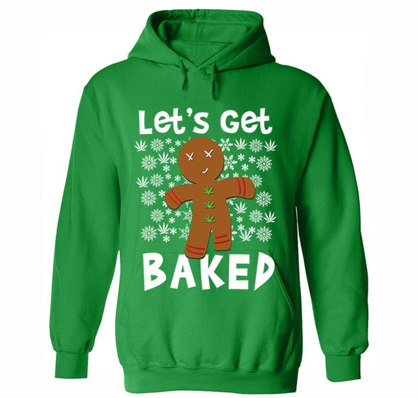 Free Shipping Let's Get Baked Gingerbread Man Cookie 420 Ugly Christmas Sweater Winter Funny Holiday Gift Snowman Santa Men Women Hoodie