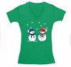 Free Shipping Womens 2 Snowman Stick Up Robber Ugly Christmas Sweater Snowflake Snow Holiday Gift Xmas Funny Party Hat Winter V-Neck T-Shirt