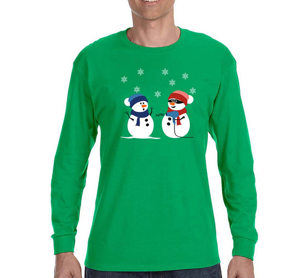 Free Shipping Mens 2 Snowman Stick Up Robber Ugly Christmas Sweater Snowflake Snow Holiday Gift Funny Party Hat Winter Long Sleeve T-Shirt
