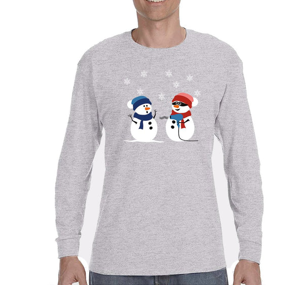 Free Shipping Mens 2 Snowman Stick Up Robber Ugly Christmas Sweater Snowflake Snow Holiday Gift Funny Party Hat Winter Long Sleeve T-Shirt