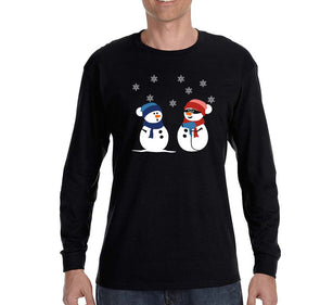 Free Shipping Mens 2 Snowman Stick Up Robber Ugly Christmas Sweater Snowflake Snow Holiday Gift Funny Party Hat Winter Long Sleeve T-Shirt