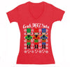 Free Shipping Womens Crack Deez Nuts Nutcracker Soldier Ugly Christmas Sweater Funny Party Winter Holiday Drummer Boy Gift V-Neck T-Shirt