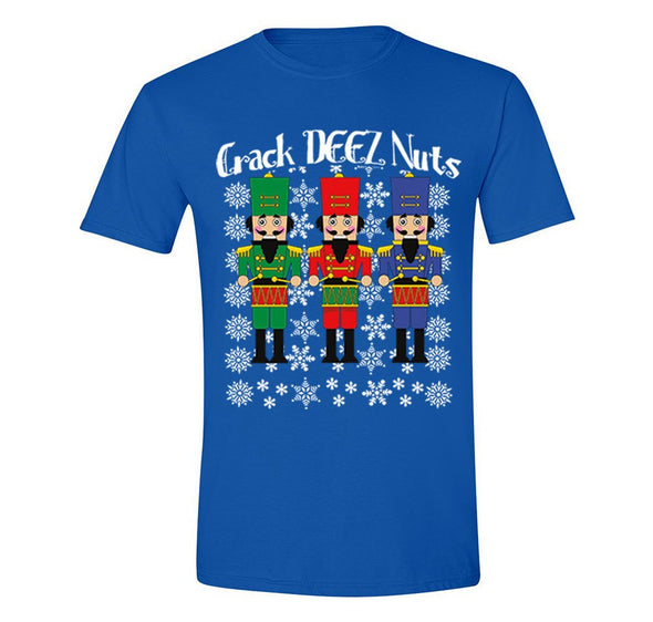 Free Shipping Mens Crack Deez Nuts Nutcracker Soldier Ugly Christmas Sweater Funny Party Winter Holiday Drummer Boy Gift Crewneck T-Shirt