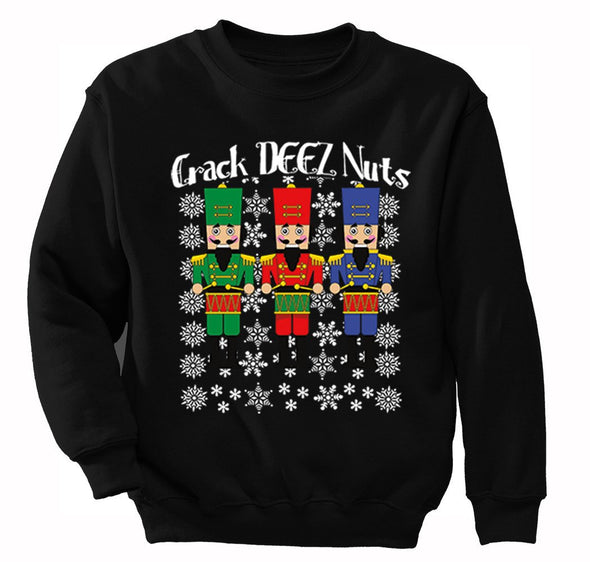 Free Shipping Crack Deez Nuts Nutcracker Soldier Ugly Christmas Sweater Funny Party Winter Holiday Drummer Boy Men Women Crewneck Sweatshirt