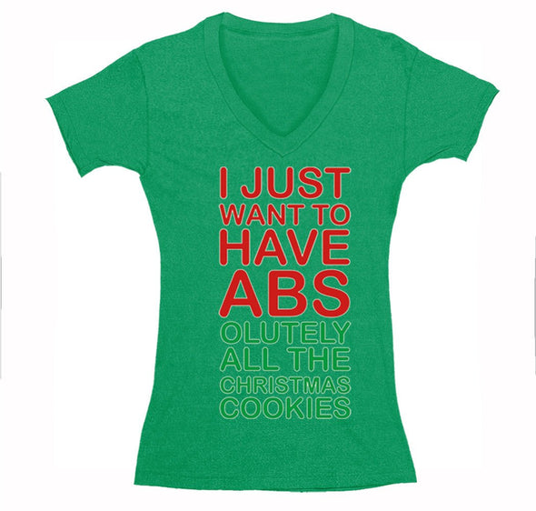 Free Shipping Womens Winter ABS The Cookies Food Funny Party Eat Gingerbread Gift Ugly Christmas Sweater Holiday Eat Santa V-Neck T-Shirt