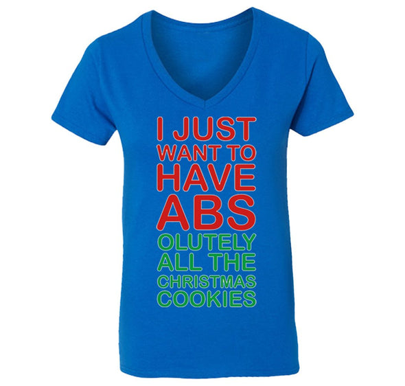 Free Shipping Womens Winter ABS The Cookies Food Funny Party Eat Gingerbread Gift Ugly Christmas Sweater Holiday Eat Santa V-Neck T-Shirt
