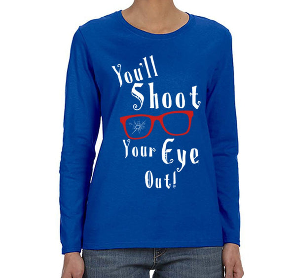 Free Shipping Womens Winter You'll Shoot Your Eye Out Glasses Ugly Christmas Story Sweater Gift Movie Funny Winter Party Long Sleeve T-Shirt