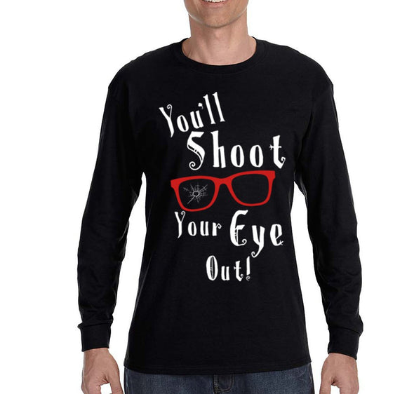 Free Shipping Mens Winter You'll Shoot Your Eye Out Glasses Ugly Christmas Story Sweater Gift Movie Funny Winter Party Long Sleeve T-Shirt
