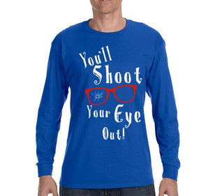 Free Shipping Mens Winter You'll Shoot Your Eye Out Glasses Ugly Christmas Story Sweater Gift Movie Funny Winter Party Long Sleeve T-Shirt