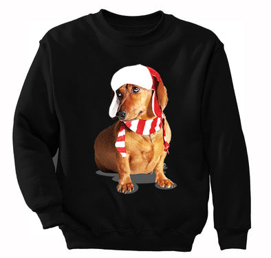 Free Shipping Dachshund Wiener Dog Lover Santa Scarf Animal Cute Holiday Puppy Party Winter Christmas Sweater Men Women Crewneck Sweatshirt