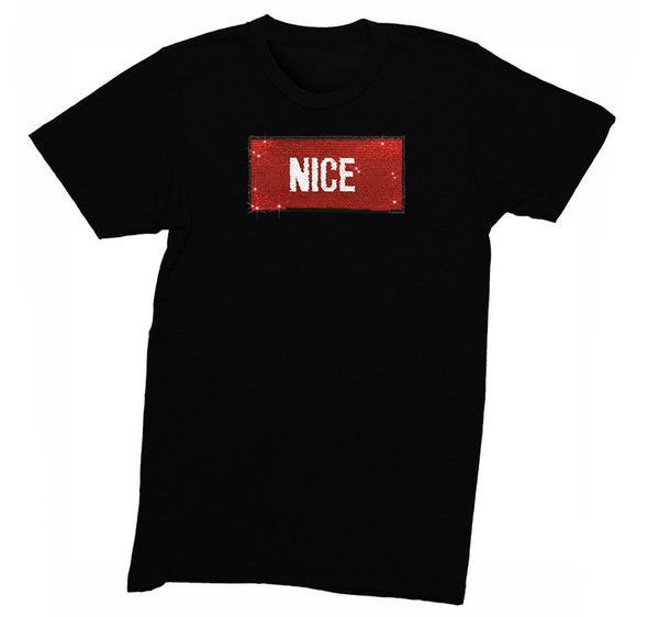 Free Shipping Mens Naughty Nice Flip Reversible Sequin Sequined Sweater Christmas Party  Crewneck T-Shirt