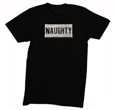 Free Shipping Mens Naughty Nice Flip Reversible Sequin Sequined Sweater Christmas Party  Crewneck T-Shirt