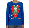 Free Shipping Womens Tuxedo Shirt Bowtie Candy Cane Holly Fancy Ugly Sweater Christmas Long Sleeve T-Shirt