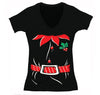 Free Shipping Womens Elf Shirt Poinsettia Holly Belt Ugly Sweater Christmas Party V-Neck T-Shirt